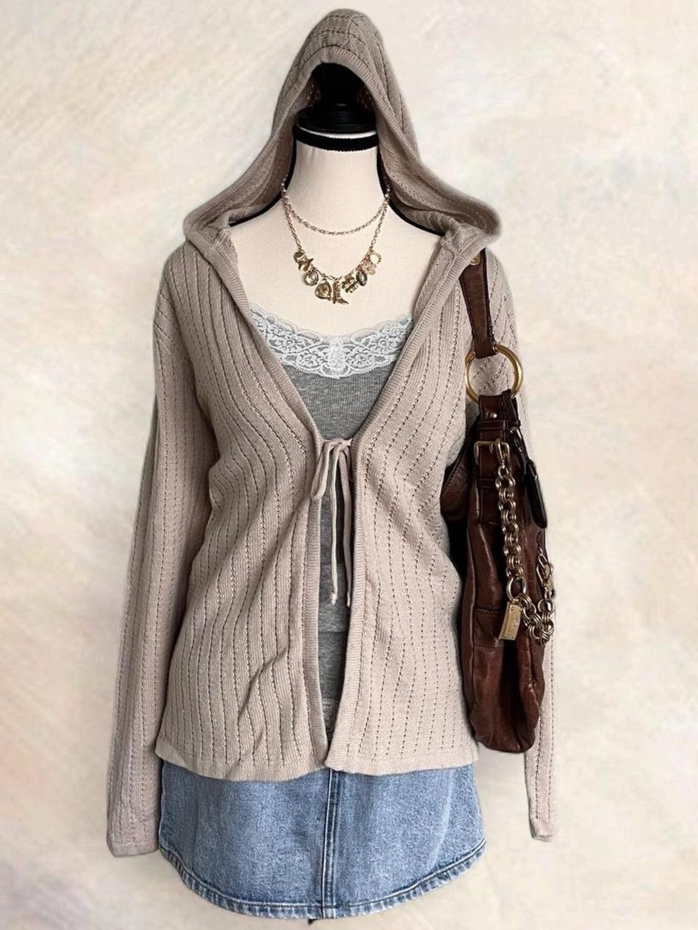Clear Water Bay Cream Knitted Hoodie/Cardigan